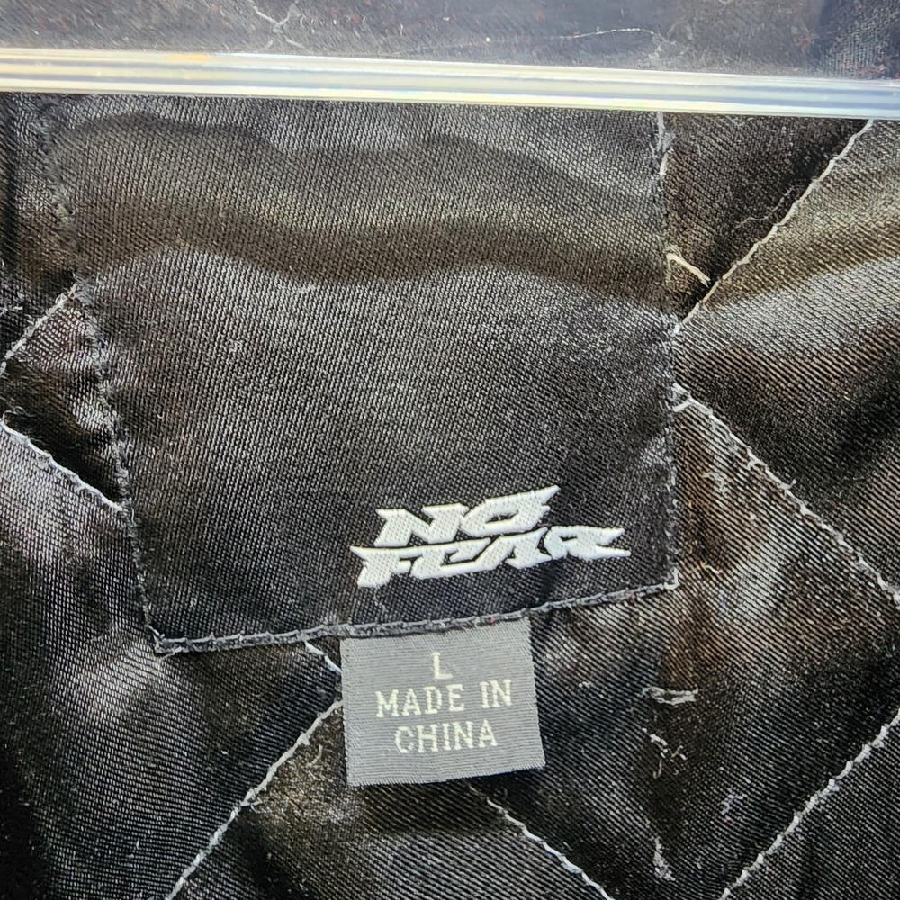 Vintage No Fear Y2K SoCal Black Embroidered Full Zip Jacket‎ Coat L - Picture 3 of 13